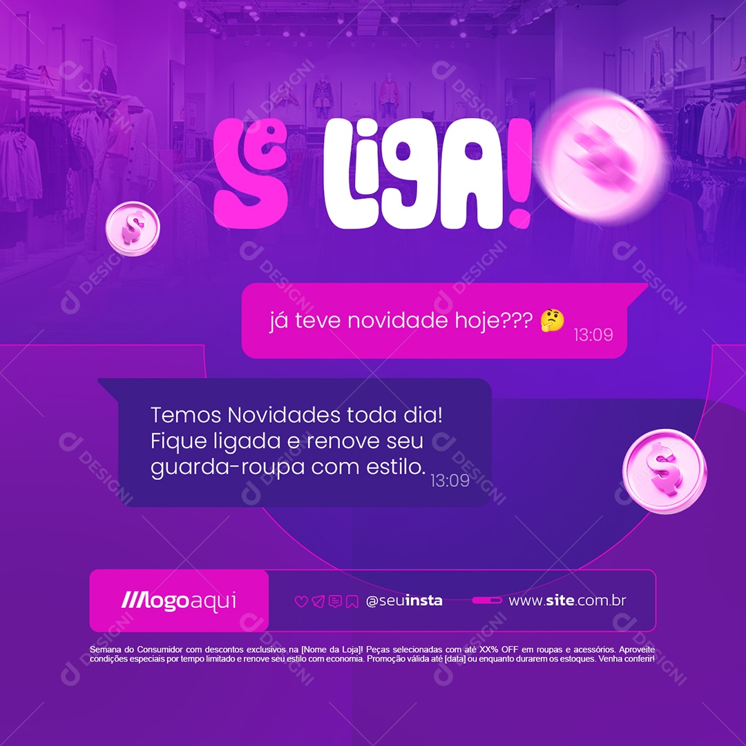 Loja de Moda Cristã Se Liga Social Media PSD Editável