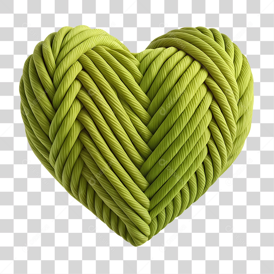 Coração de Lã Verde PNG Transparente