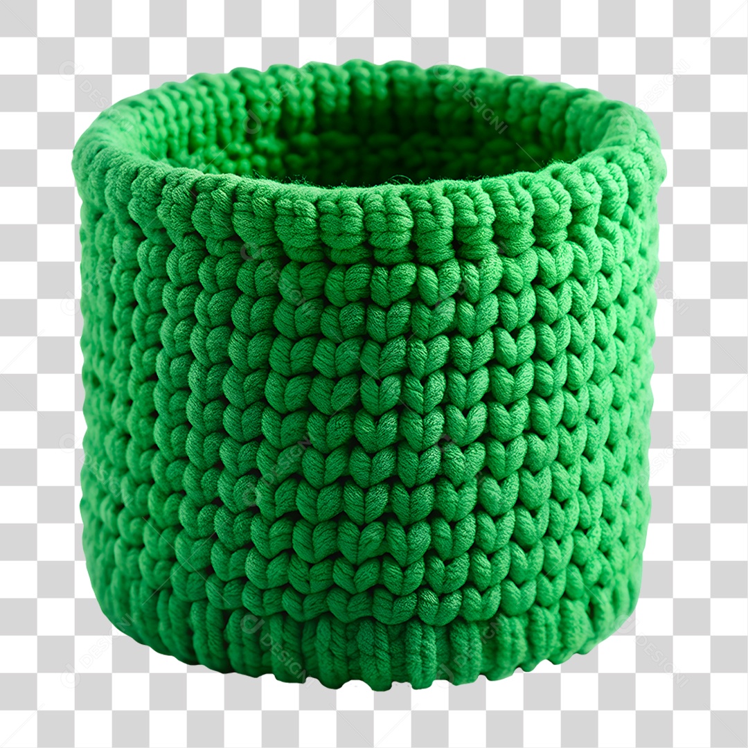 Cesto de Crochê Verde PNG Transparente