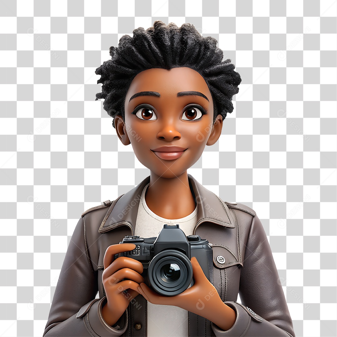 Personagem Fotógrafa Profissional PNG Transparente