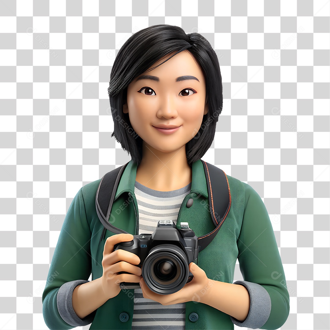 Personagem Fotógrafa Profissional PNG Transparente