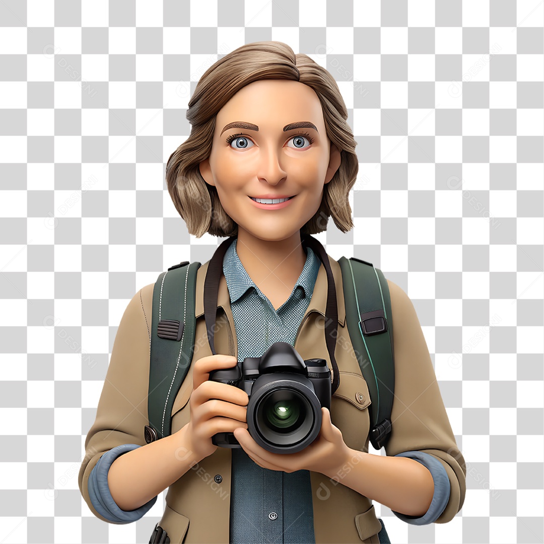Personagem Fotógrafa Profissional PNG Transparente