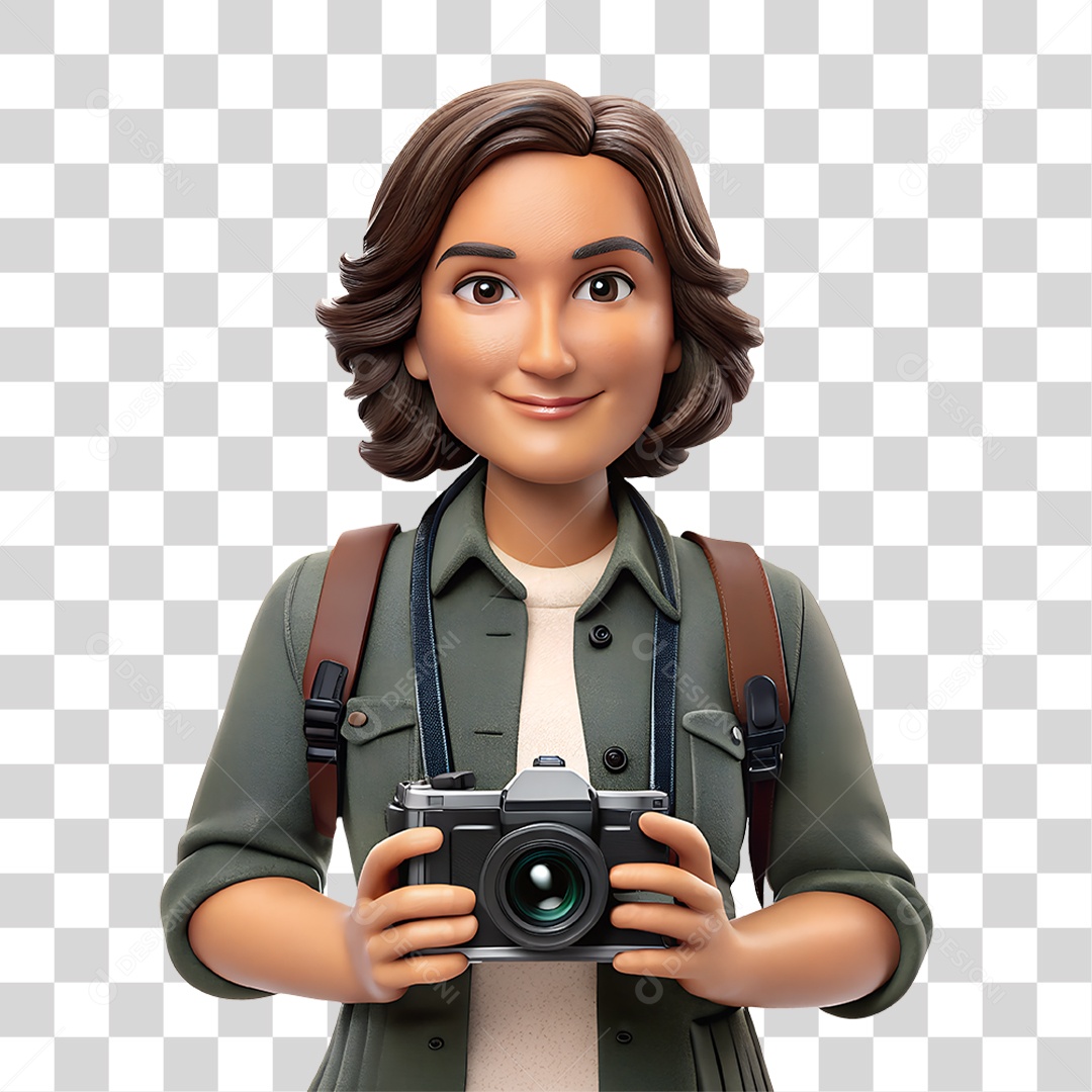 Personagem Fotógrafa Profissional PNG Transparente