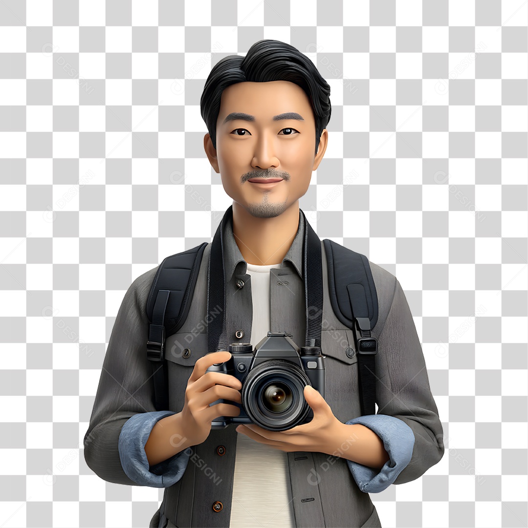 Personagem Fotógrafo Profissional PNG Transparente