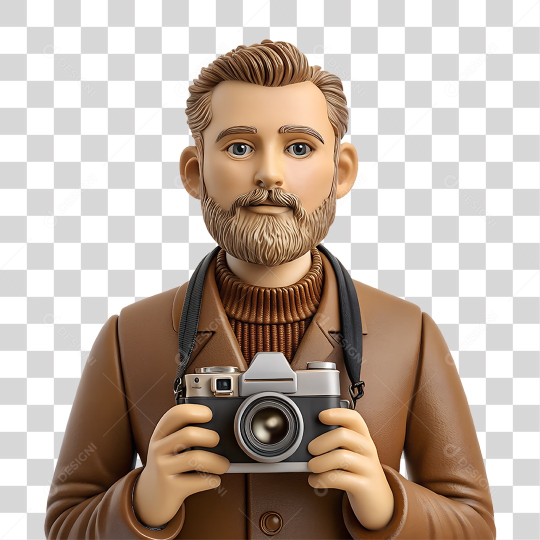 Personagem Fotógrafo Profissional PNG Transparente