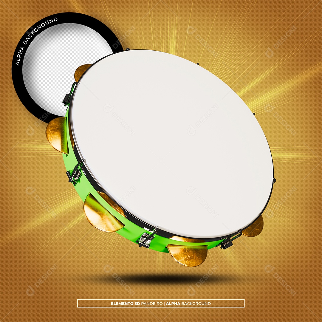 Pandeiro 3D Elemento Para Composição PSD