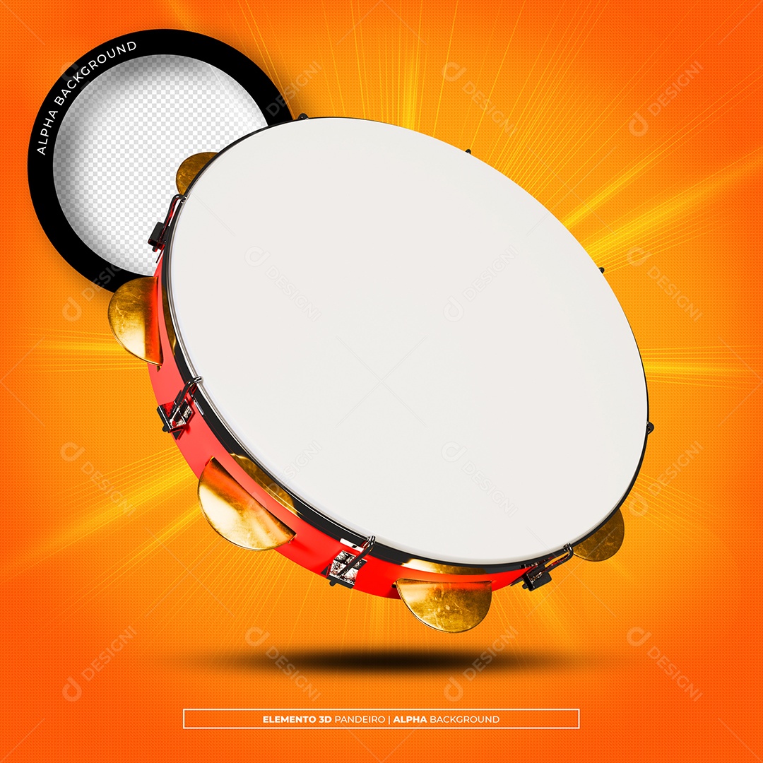 Pandeiro 3D Elemento Para Composição PSD