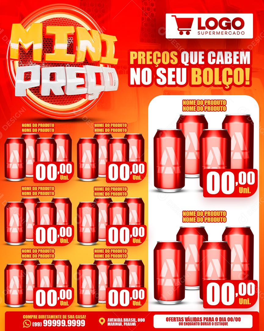 Encarte Mini Preço Ofertas Social Media PSD Editável