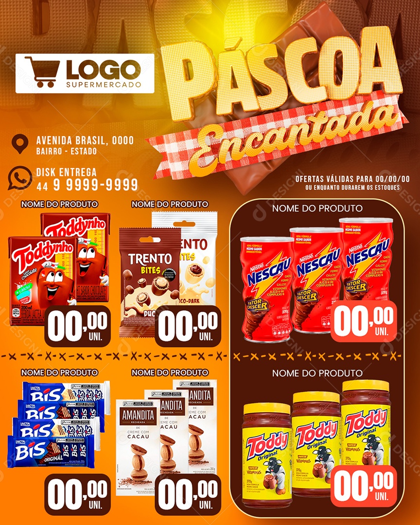 Páscoa Encantada Encarte Ofertas Social Media PSD Editável