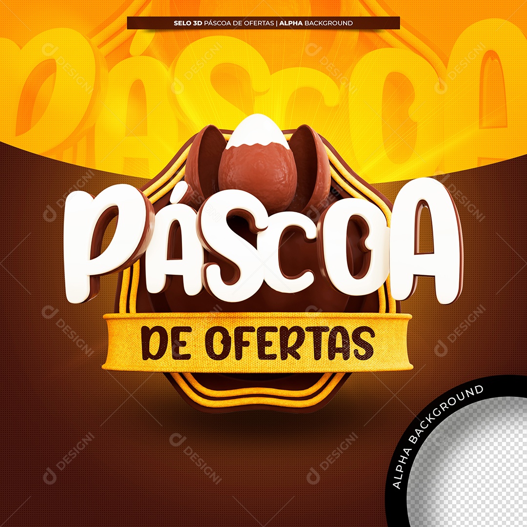 Selo 3D Páscoa de Ofertas Para Composição PSD Editável