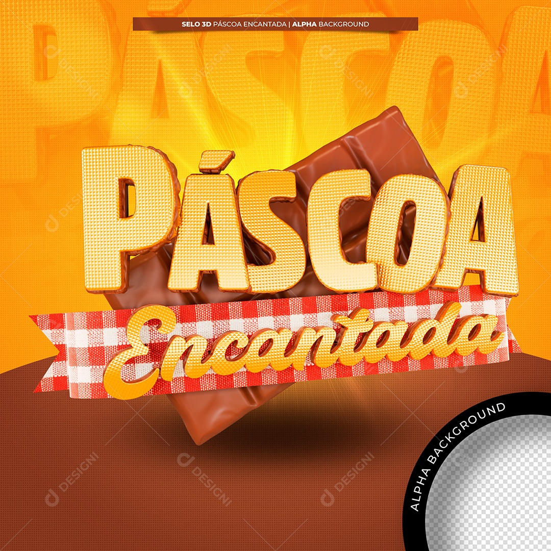 Selo 3D Páscoa Encantada Para Composição PSD Editável