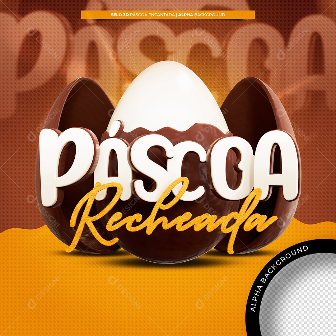 Selo 3D Páscoa Recheada Para Composição PSD Editável