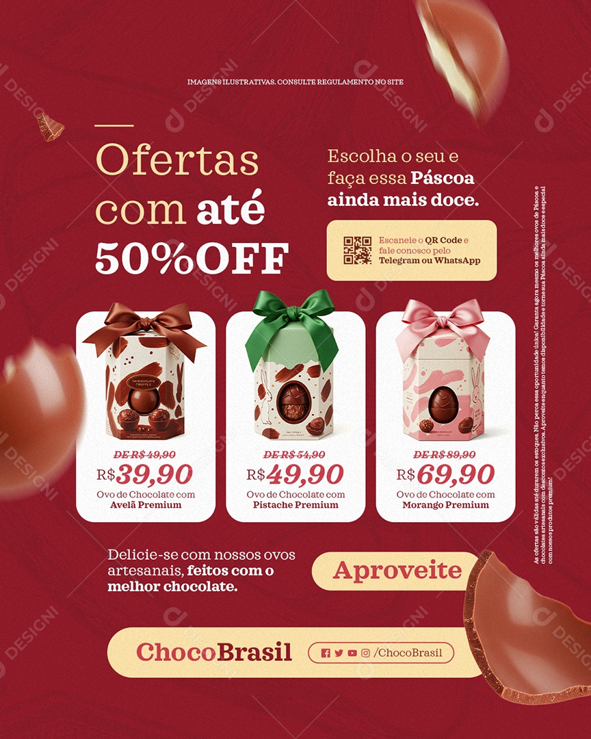 Loja de Chocolates Ofertas com Até 50% Off Social Media PSD Editável