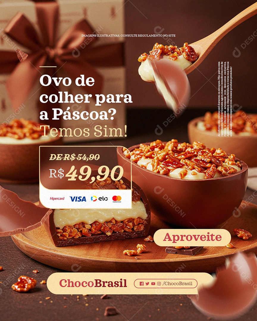 Loja de Chocolates Ovo de Colher para Páscoa Social Media PSD Editável