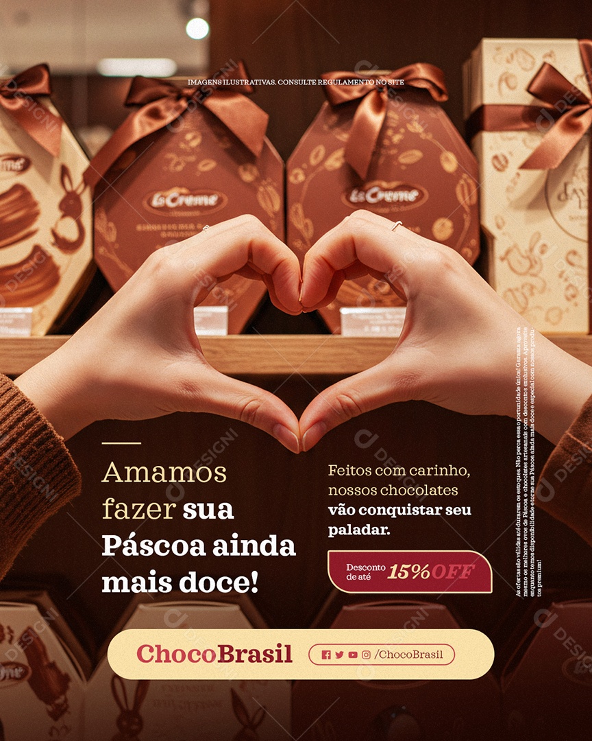 Loja de Chocolates Amamos Fazer Sua Páscoa Ainda Mais Doce Social Media PSD Editável