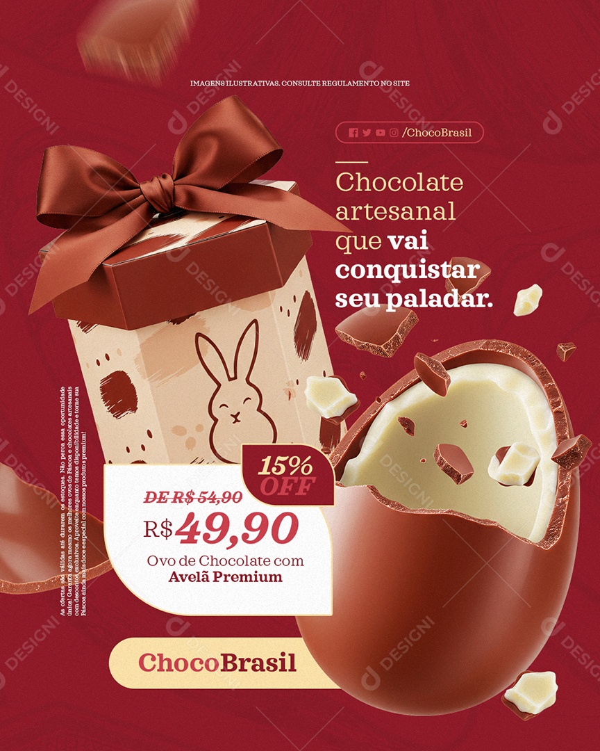 Loja de Chocolates Páscoa Chocolate Artesanal Social Media PSD Editável