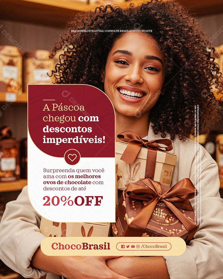 Loja de Chocolates A Páscoa Chegou Social Media PSD Editável