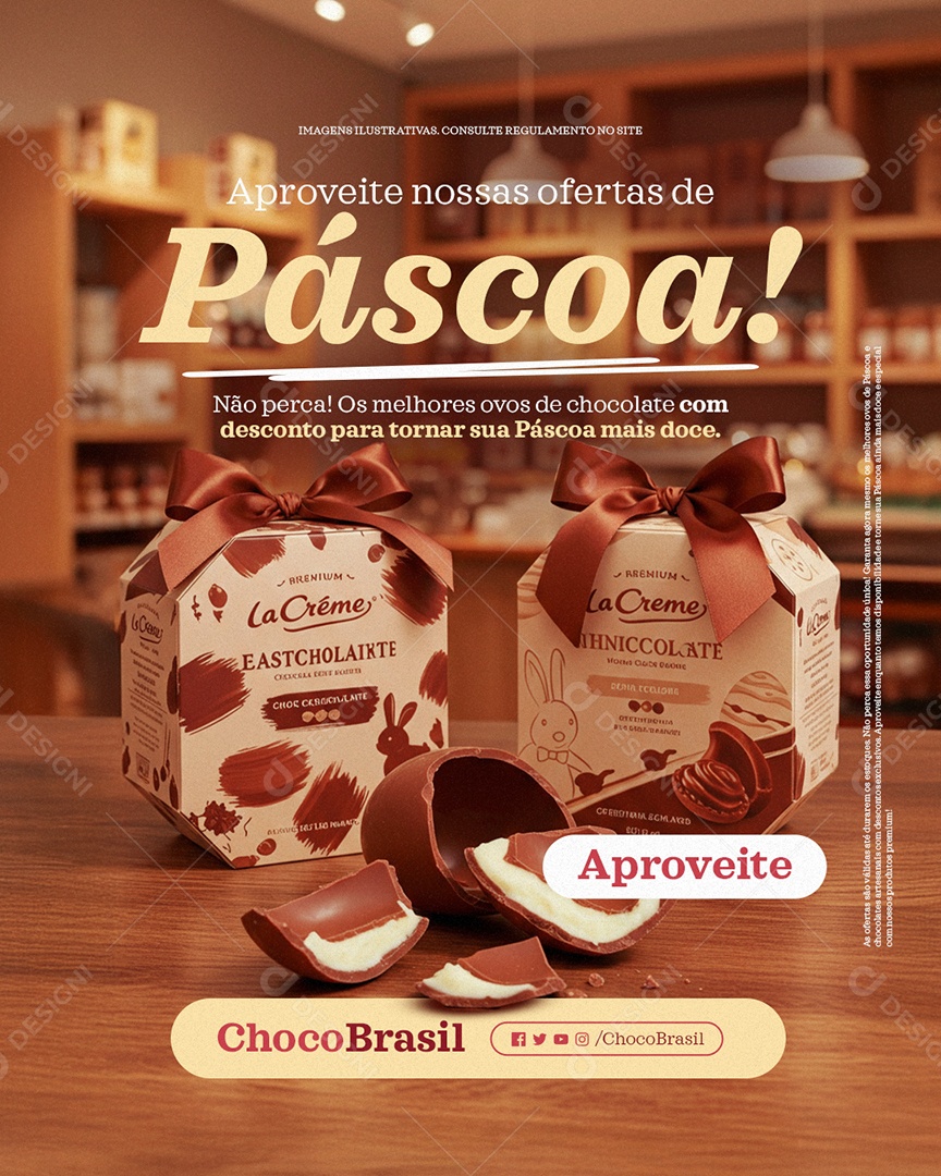 Loja de Chocolates Aproveite Nossas Ofertas de Páscoa Social Media PSD Editável