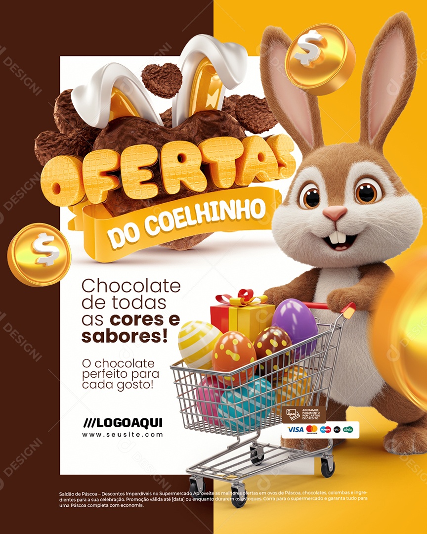 Ofertas do Coelhinho Chocolateria Chocolate Social Media PSD Editável