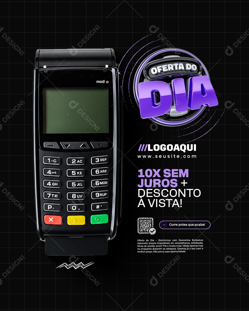 Oferta do Dia Loja de Eletrônicos Desconto à Vista Social Media PSD Editável