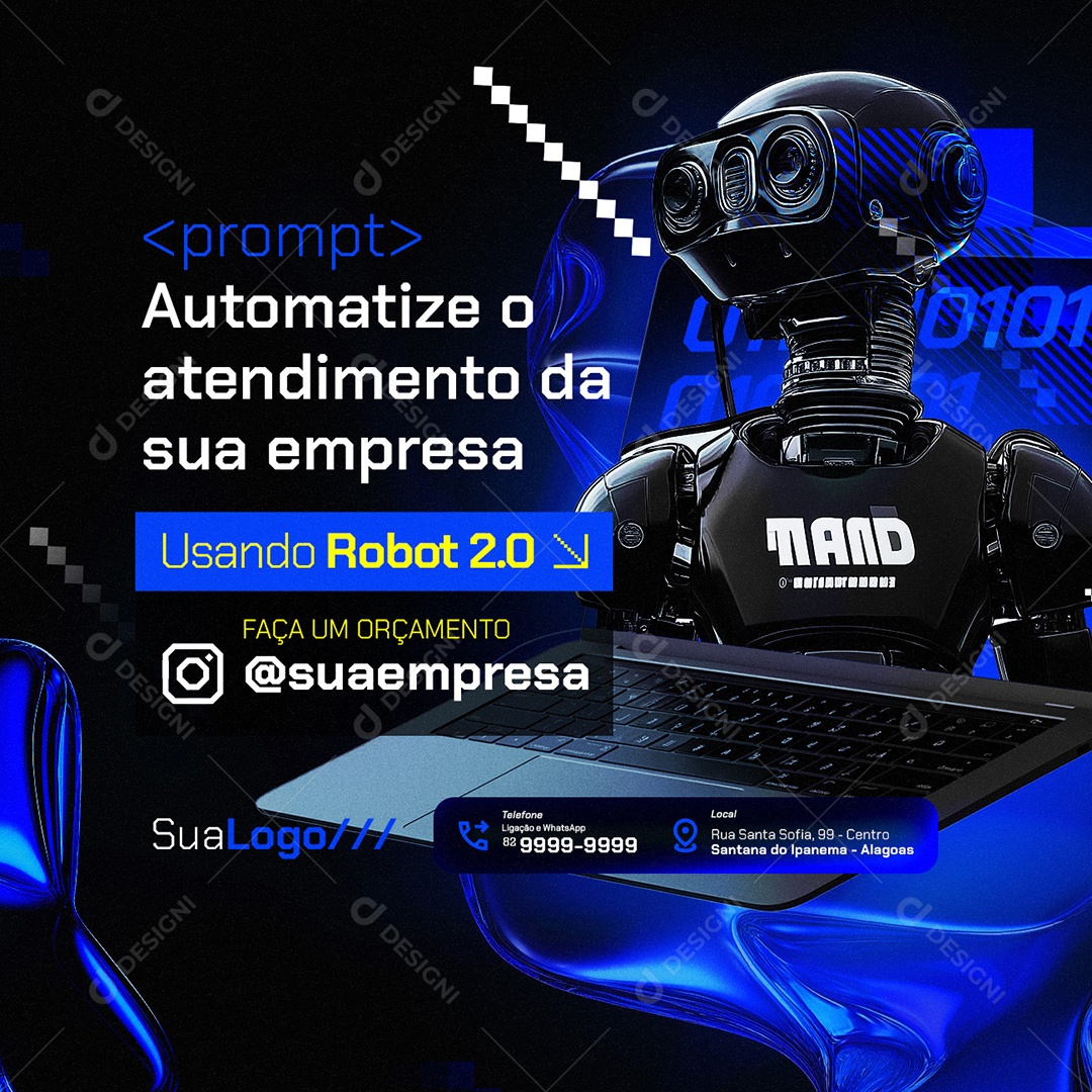 Marketing Digital Automatize o Atendimento Social Media PSD Editável