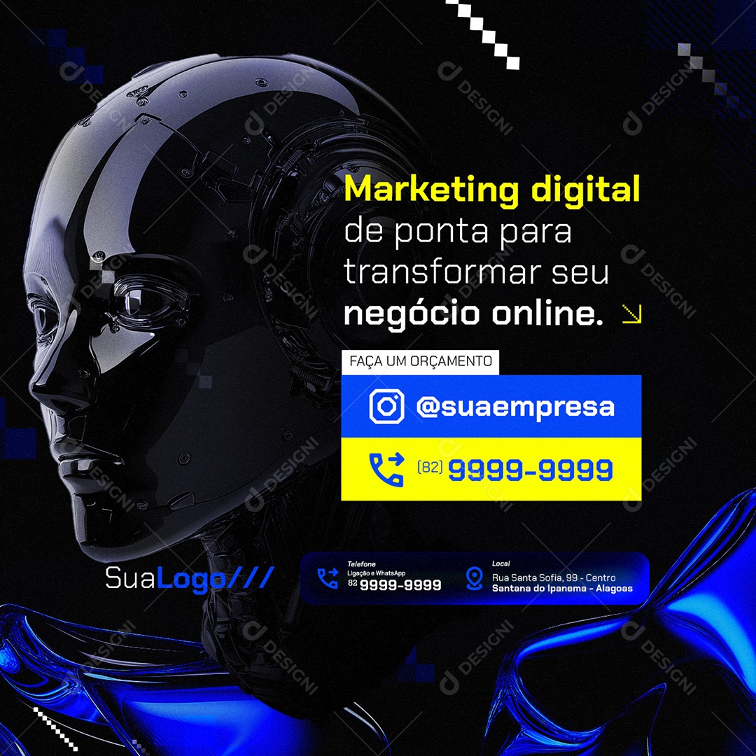Marketing Digital de Ponta para Transformar seu Negócio Online Social Media PSD Editável