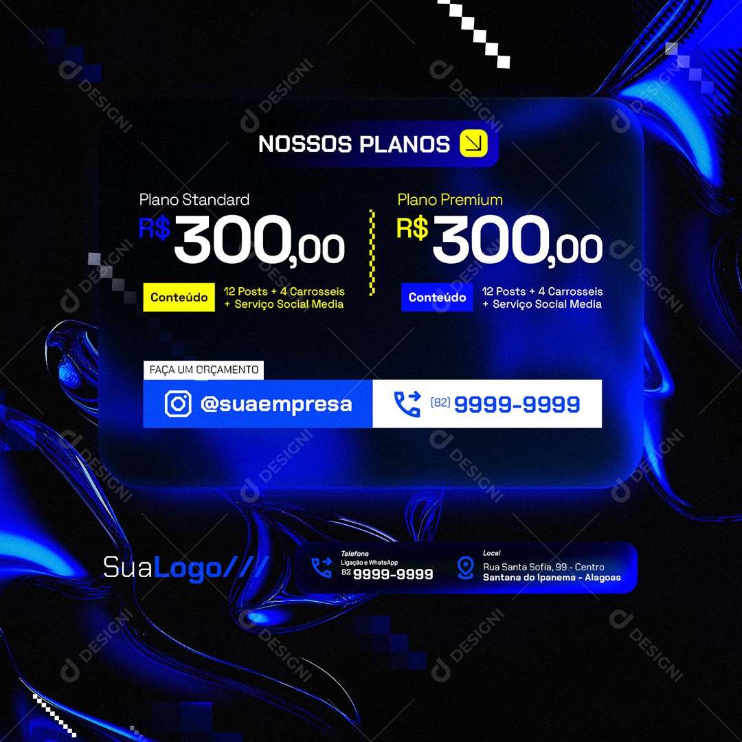 Marketing Digital Nossos Planos Social Media PSD Editável