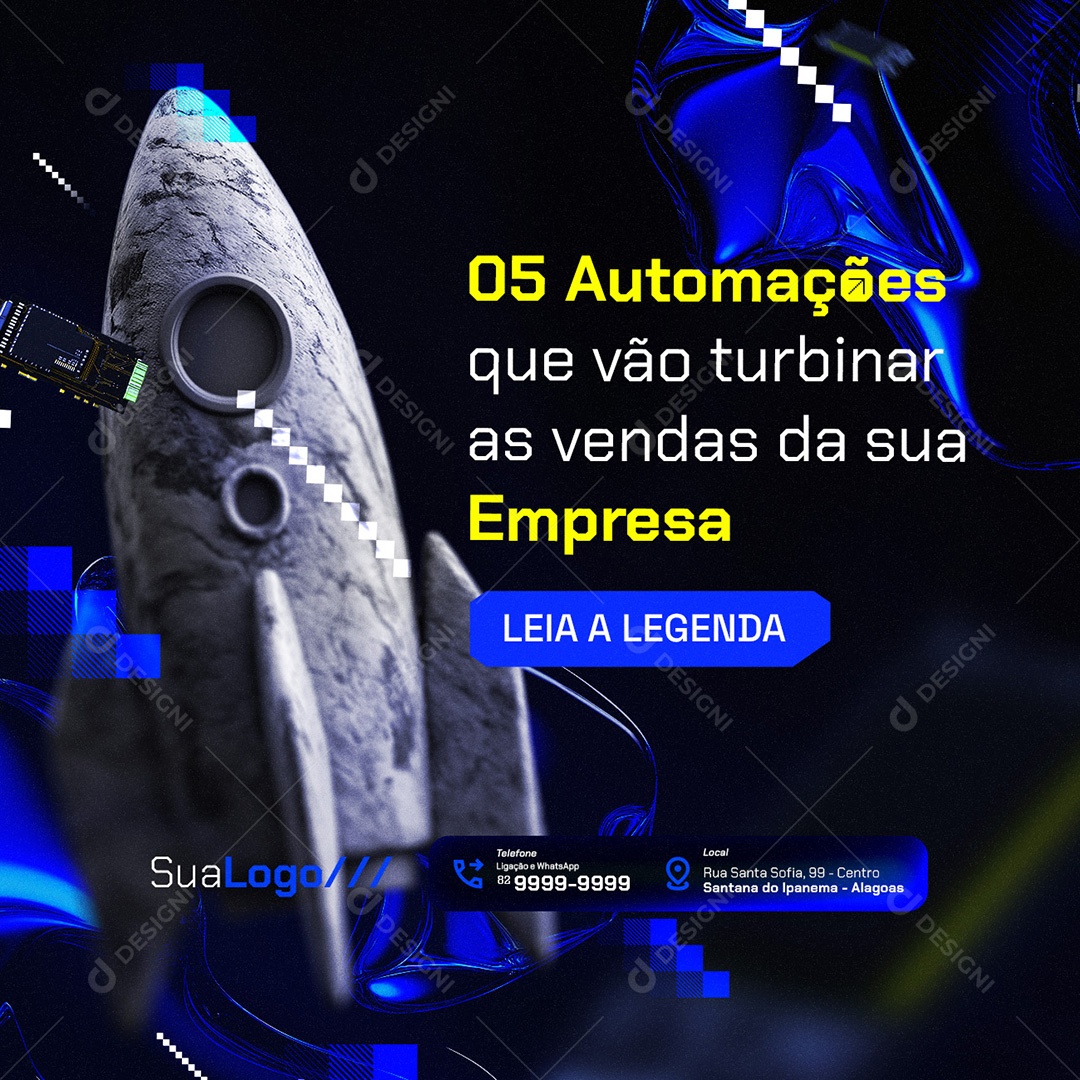 Marketing Digital Cinco Automações Social Media PSD Editável