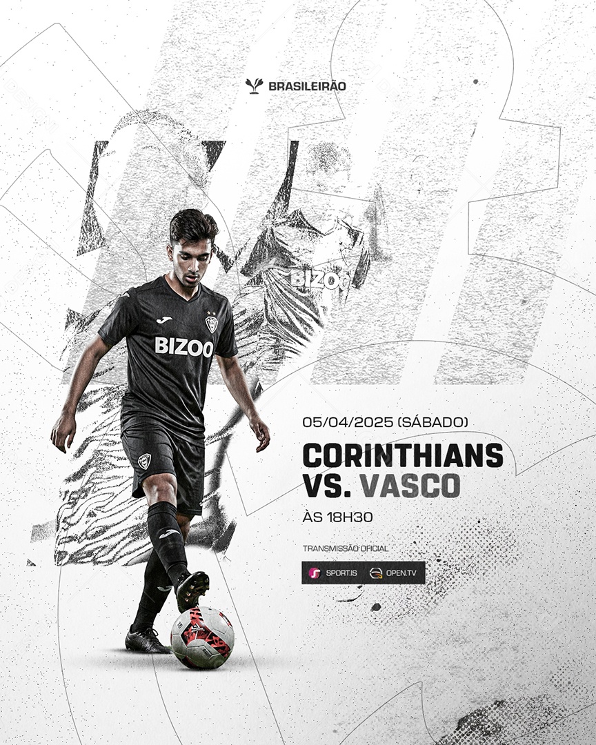 Brasileirão Corinthians VS Vasco Transmissão Oficial Social Media PSD Editável