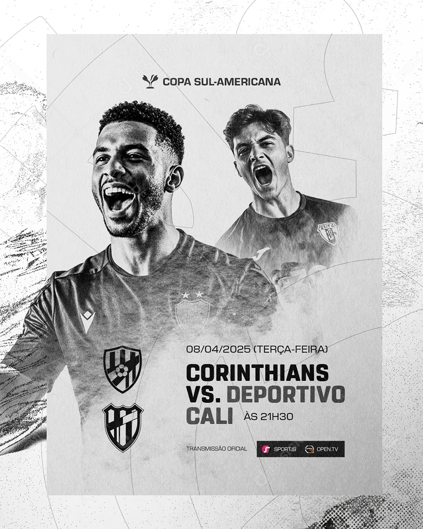 Copa Sul Americana Corinthians VS Deportivo Cali Transmissão Oficial Social Media PSD Editável