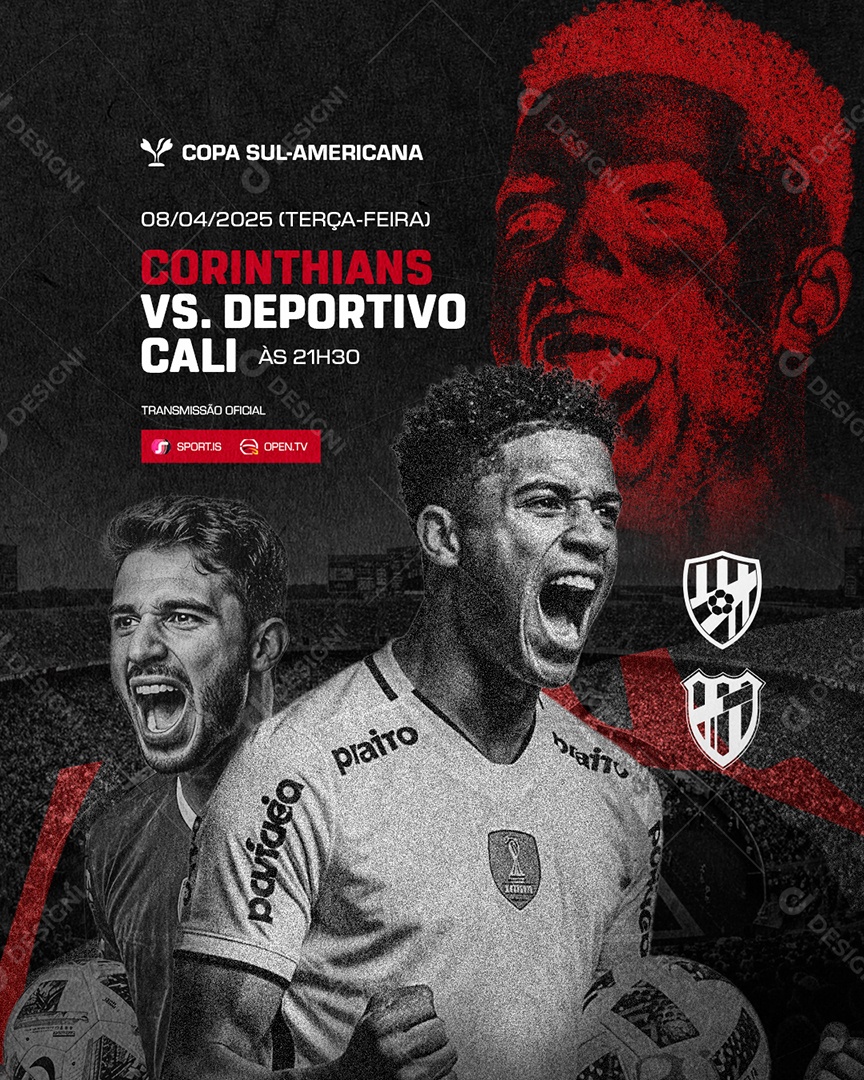 Copa Sul Americana Corinthians VS Deportivo Cali Social Media PSD Editável