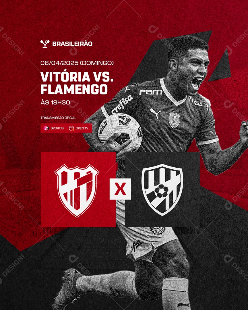 Brasileirão Vitória VS Flamengo Social Media PSD Editável