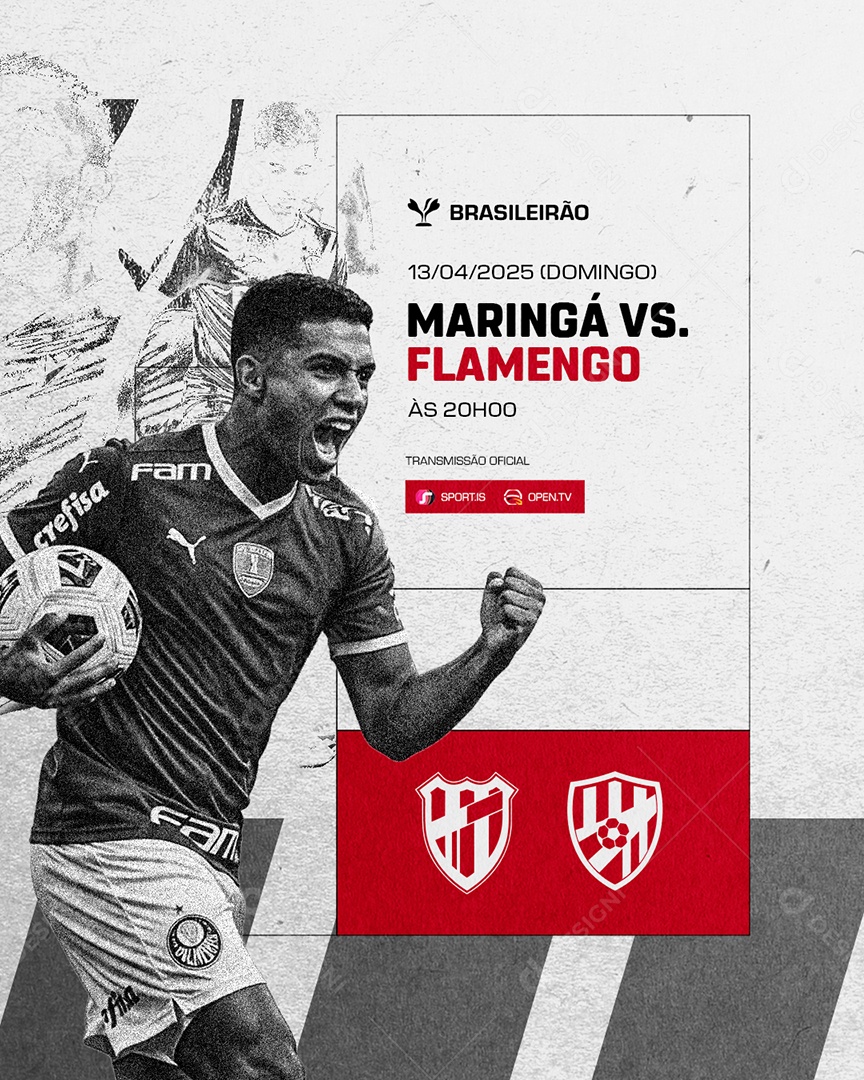 Brasileirão Maringá VS Flamengo Transmissão Oficial Social Media PSD Editável