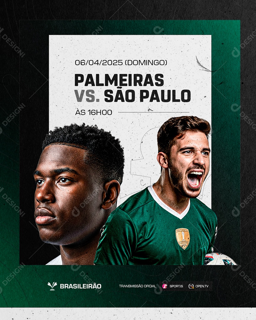 Brasileirão Palmeiras VS São Paulo Transmissão Oficial Social Media PSD Editável