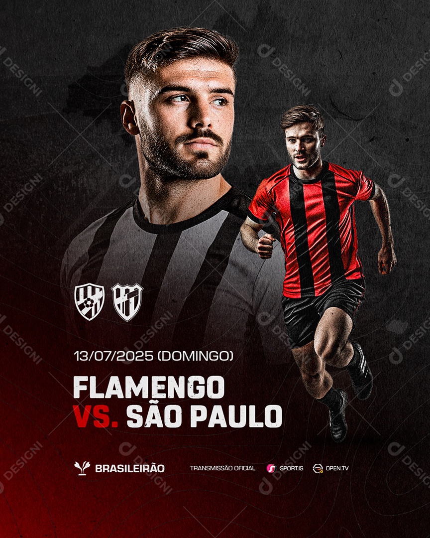 Brasileirão Flamengo VS São Paulo Social Media PSD Editável