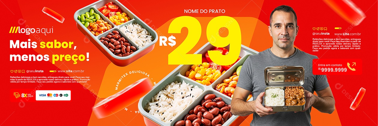 Carrossel Marmita Mais Sabor Menos Preço Marmitex Social Media PSD Editável