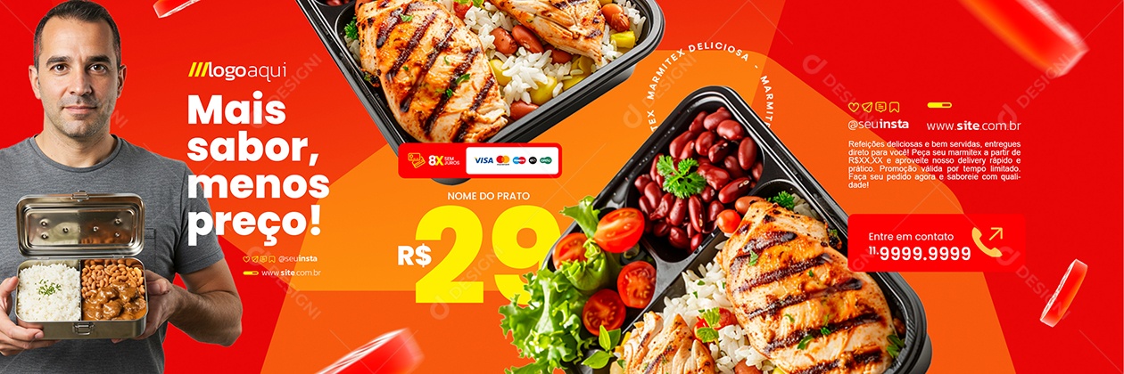 Carrossel Marmita Mais Sabor Menos Preço Social Media PSD Editável