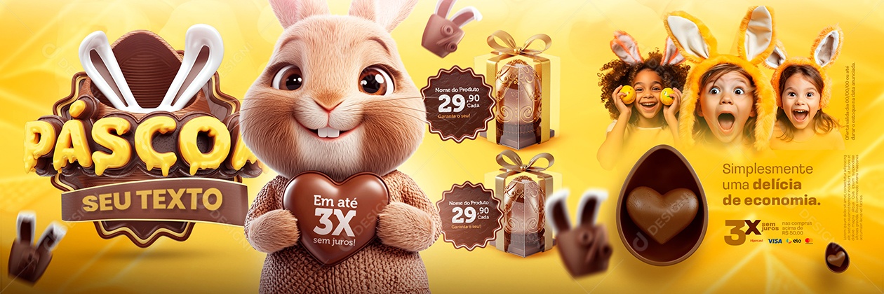 Carrossel Páscoa Chocolateria Ovos de Páscoa Social Media PSD Editável