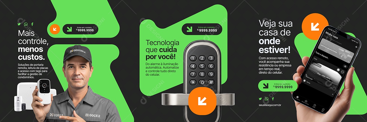 Carrossel Segurança Veja sua Casa de Onde Estiver Social Media PSD Editável