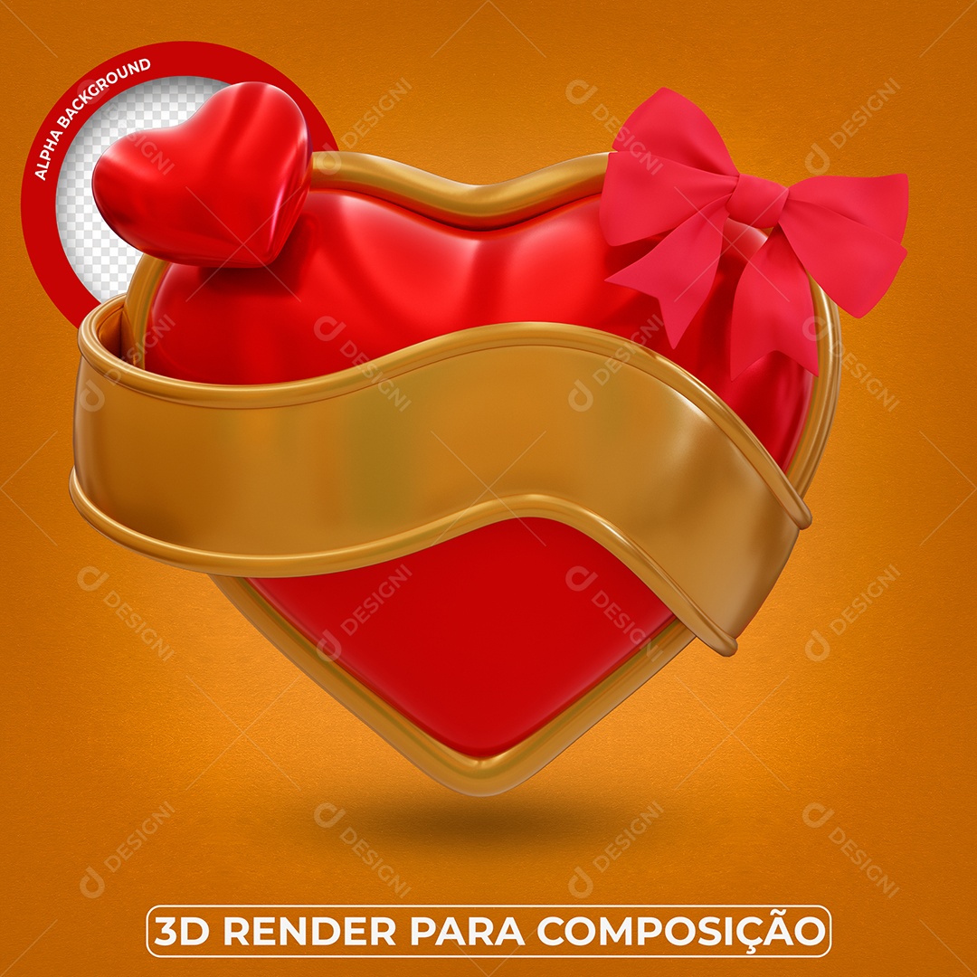 Selo 3D  Coração De Mãe Para Composição PSD