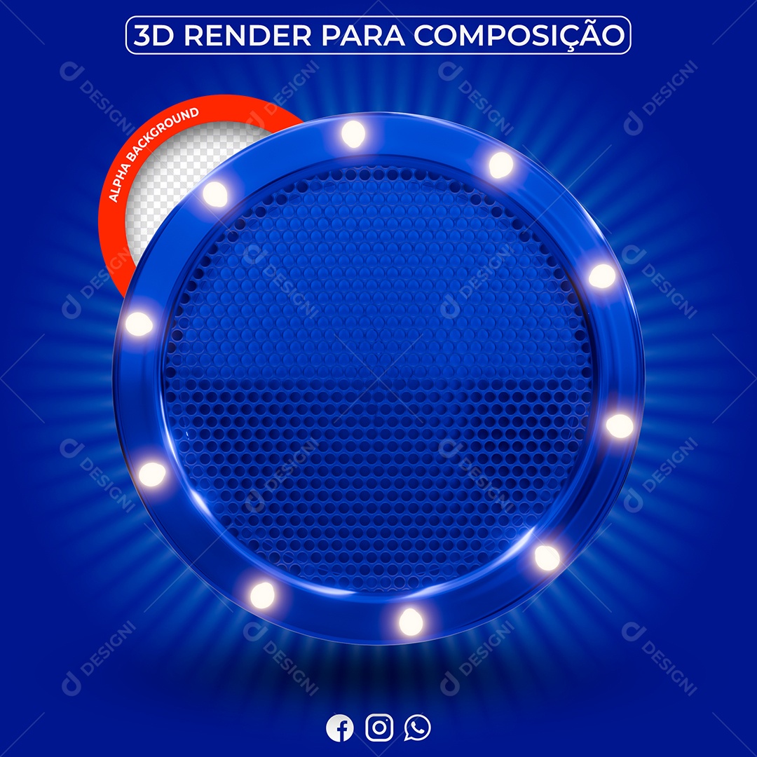 Painel Redondo Azul Elemento 3D Para Composição PSD