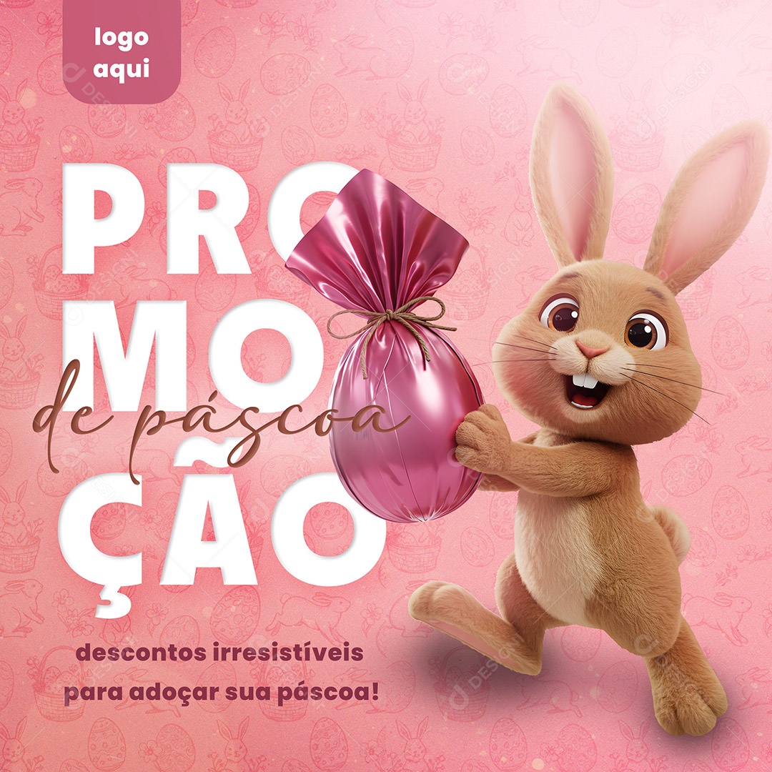 Supermercado Promoção de  Páscoa Social Media PSD Editável
