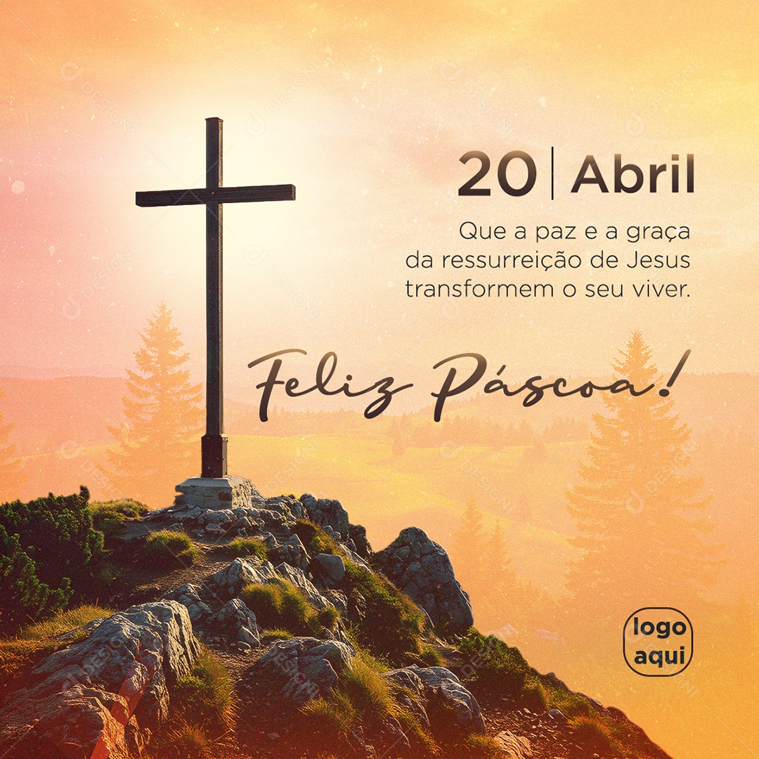 Feliz Páscoa 20 de Abril Social Media PSD Editável