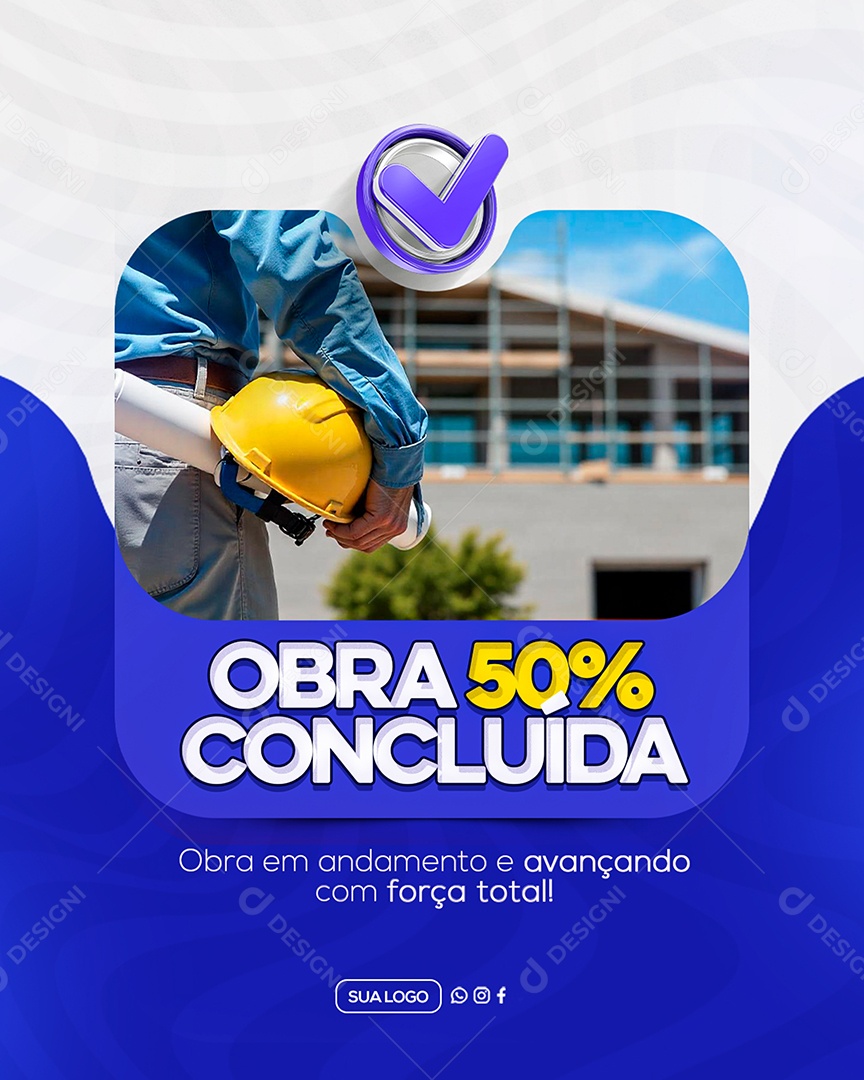Prefeitura Obras 50% Concluídas Social Media PSD Editável