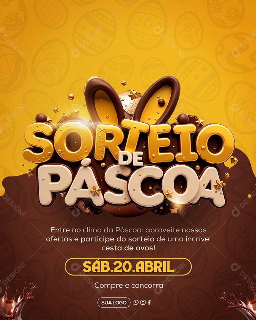 Sorteio de Páscoa 20 de Abril Social Media PSD Editável