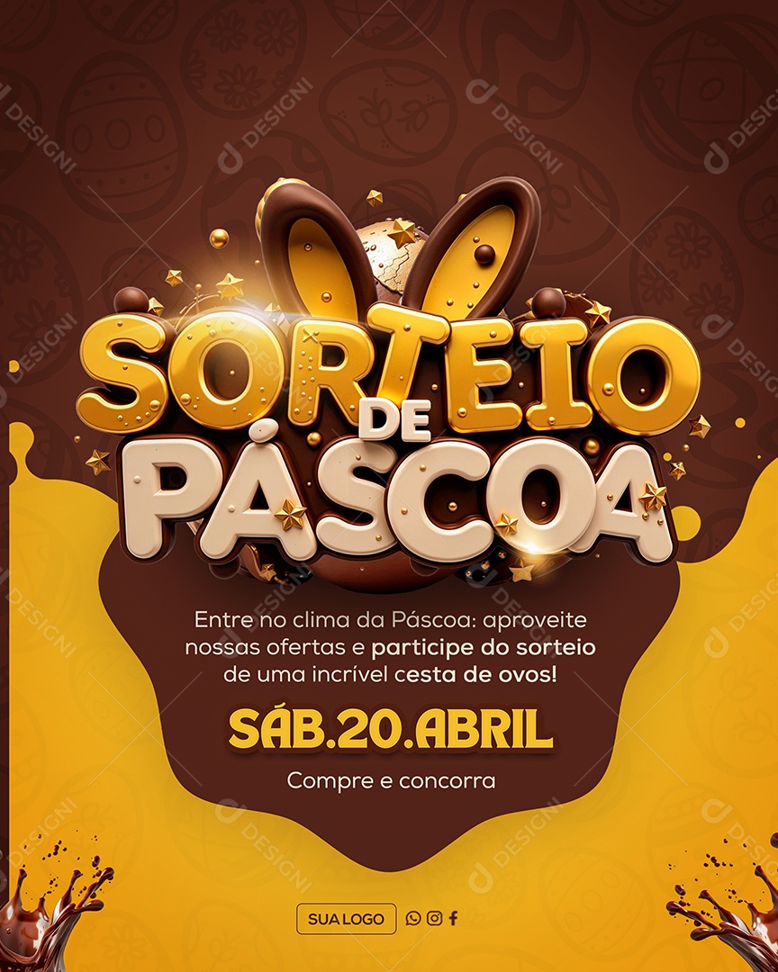 Sorteio de Páscoa 20 de Abril Social Media PSD Editável
