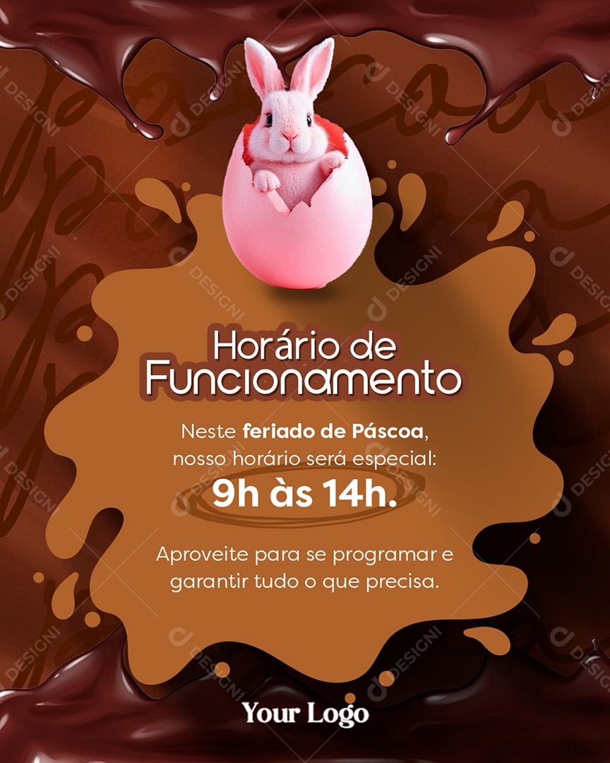 Flyer Horário De Funcionamento Feriado De Páscoa Social Media PSD Editável
