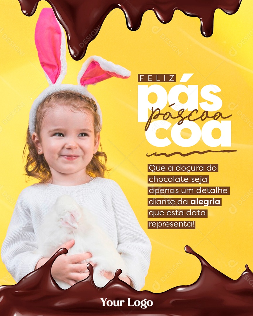 Flyer Feliz Páscoa Alegria Que Está Data Representa Social Media PSD Editável