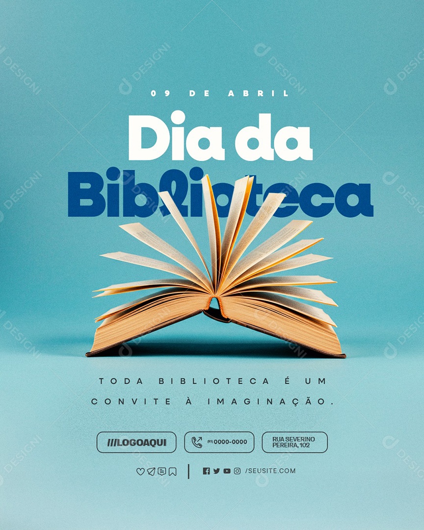 Dia da Biblioteca 09 de Abril Social Media PSD Editável