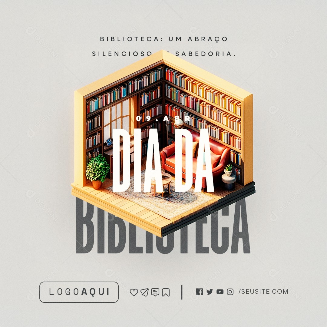 Dia da Biblioteca 09 de Abril Social Media PSD Editável